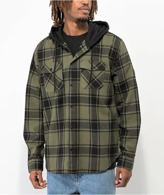 DC Ruckus Green & Black Hooded Flannel Shirt