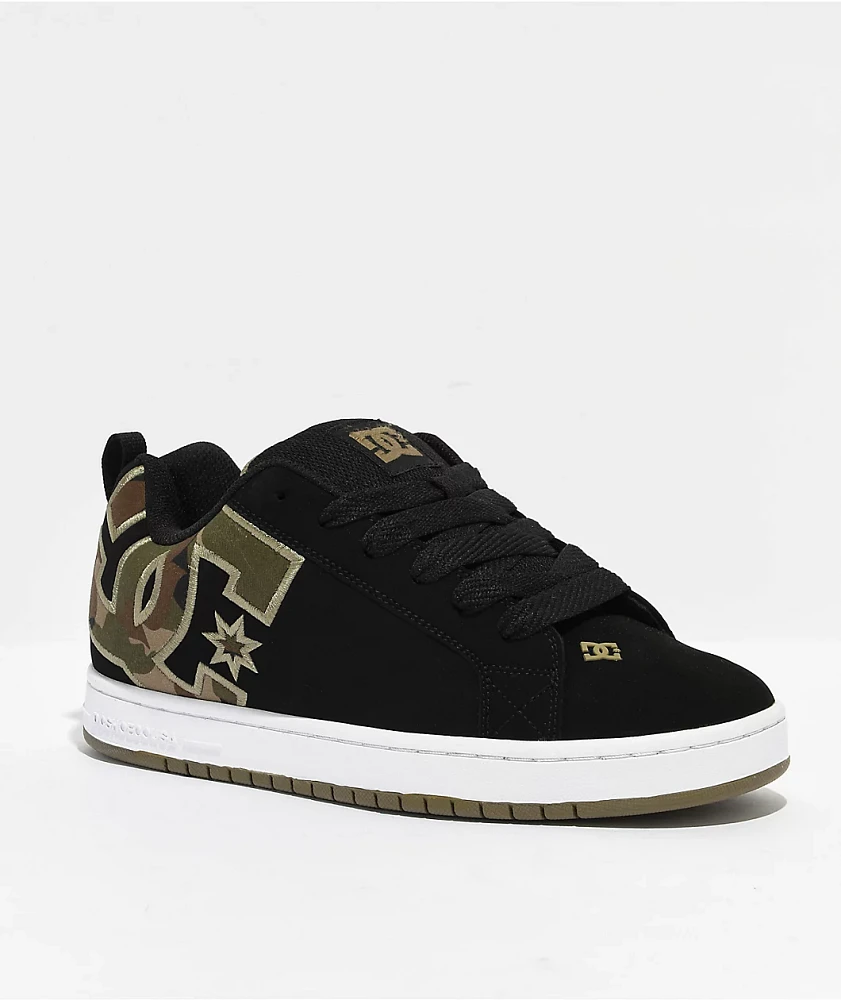 DC Shoes Court Graffik Camo and Black Skate Shoes