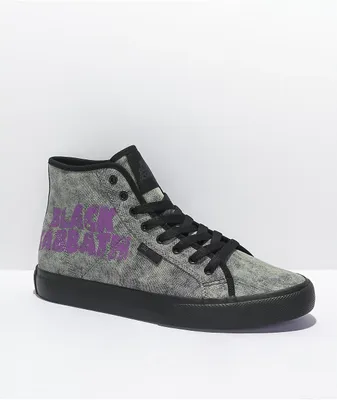 DC x Black Sabbath Manual Hi Black & Grey Wash Skate Shoes