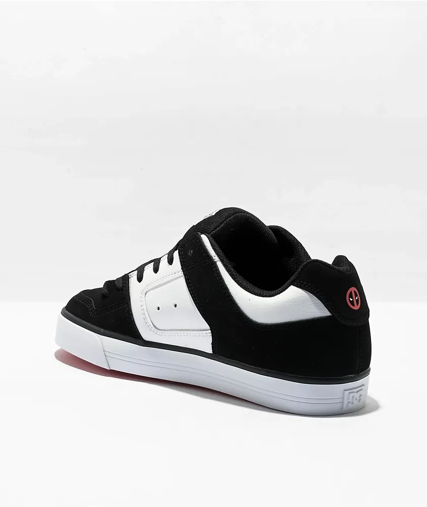 DC x Deadpool Pure Black, White & Red Skate Shoes