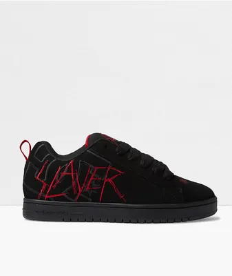 DC x Slayer Court Graffik Black & Red Skate Shoes 