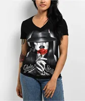 DGA Chola Style Black V-Neck T-Shirt