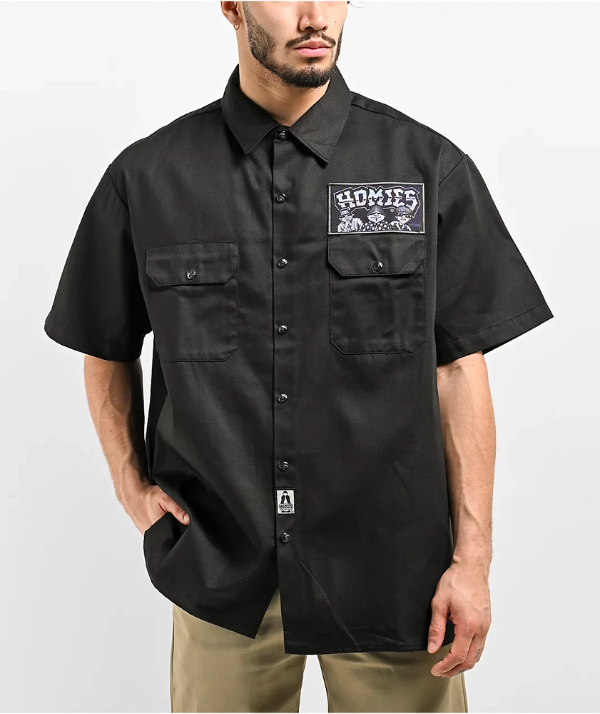 DGA Homies Joka Jams Black Button Up Short Sleeve Shirt