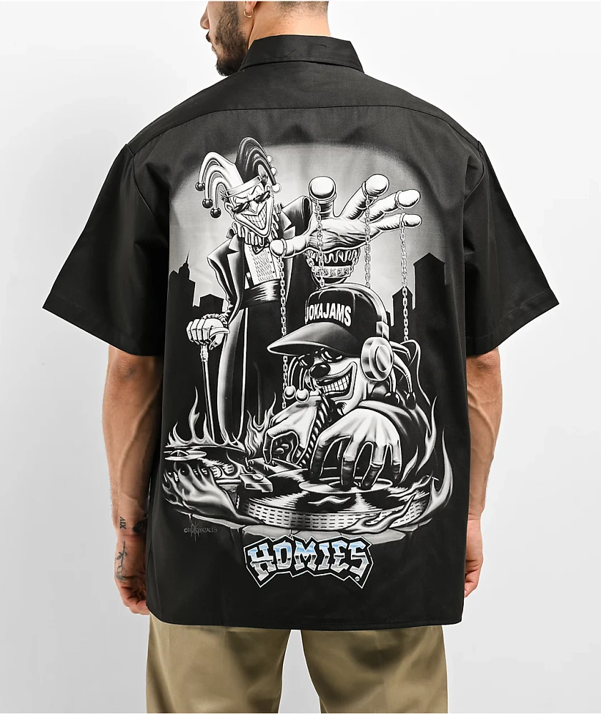 DGA Homies Joka Jams Black Button Up Short Sleeve Shirt