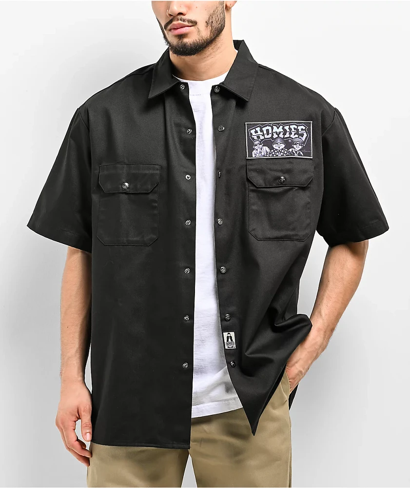 DGA Homies Wanna Take You Higher Black Button Up Short Sleeve Shirt