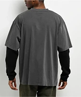 DGK Boulevard Grey & Black 2fer Long Sleeve T-Shirt