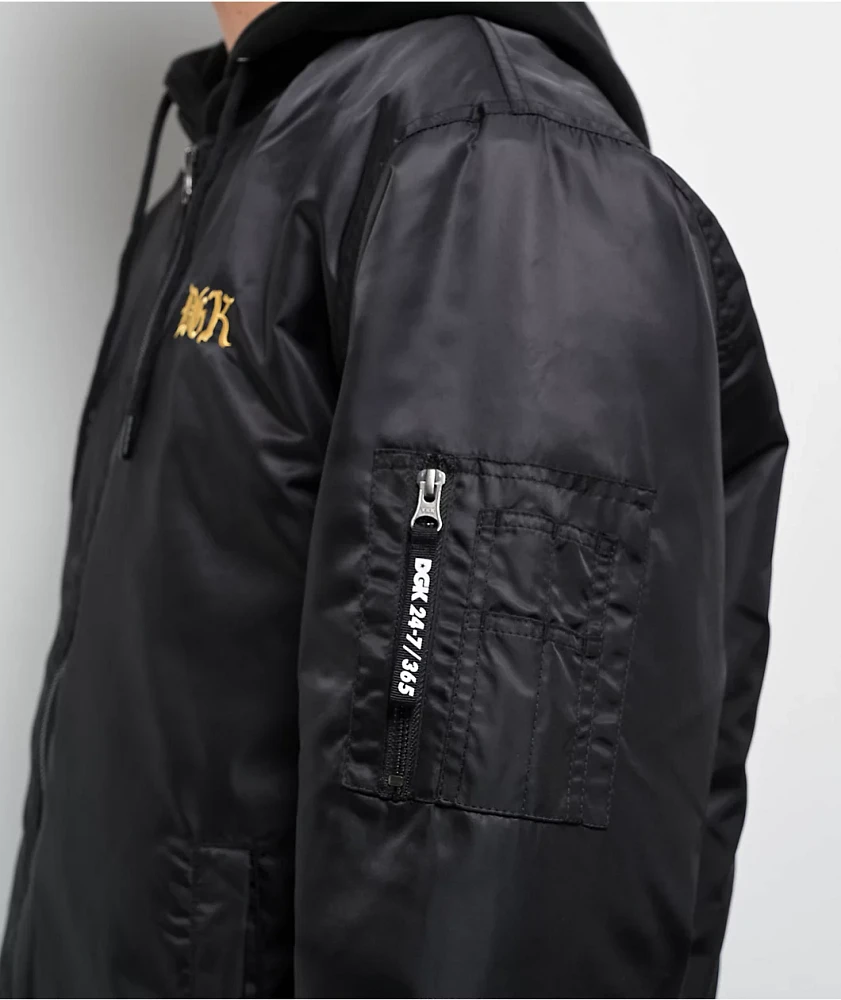 DGK Guerrero Black Hooded Bomber Jacket