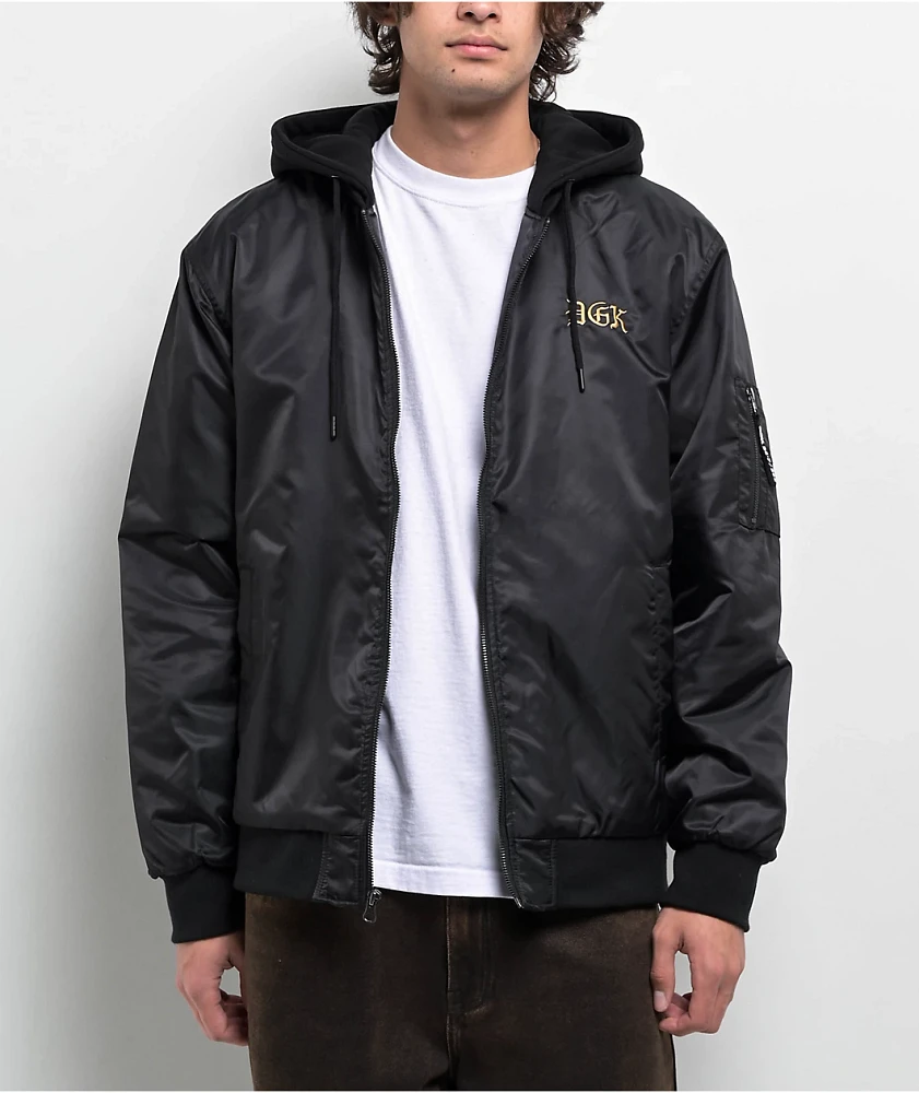 DGK Guerrero Black Hooded Bomber Jacket