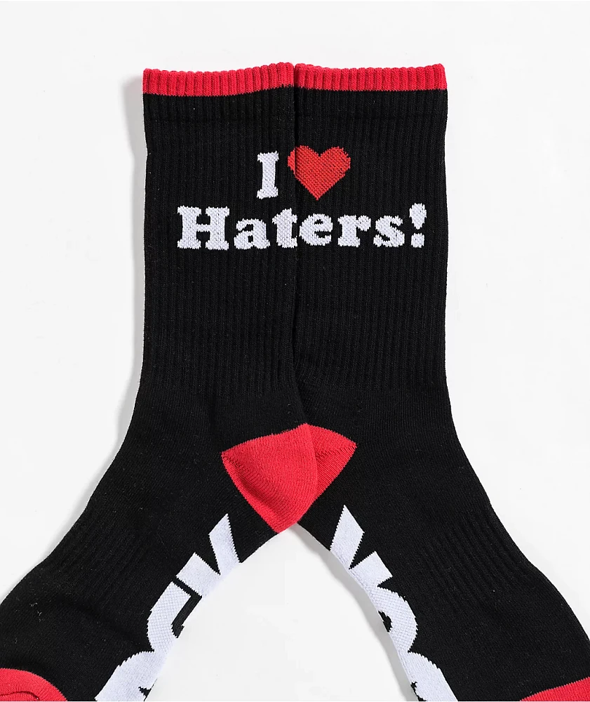 DGK I Love Haters Black & Red Crew Socks