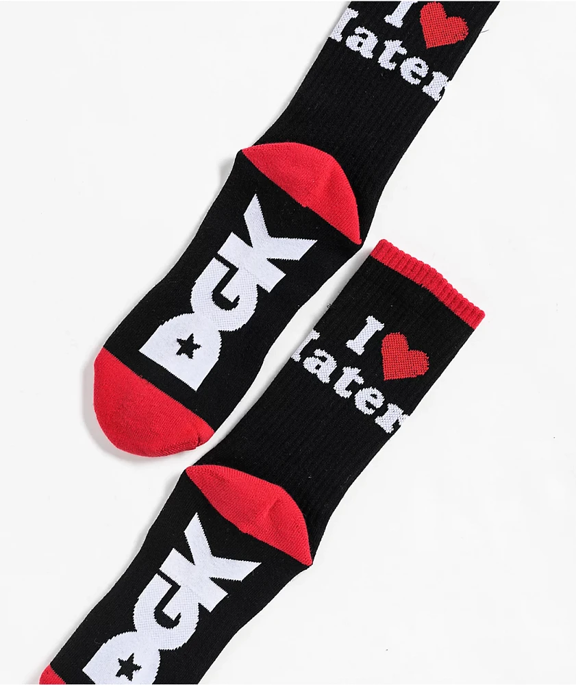 DGK I Love Haters Black & Red Crew Socks