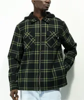 DGK Immortal Green & Black Hooded Zip Flannel Shirt