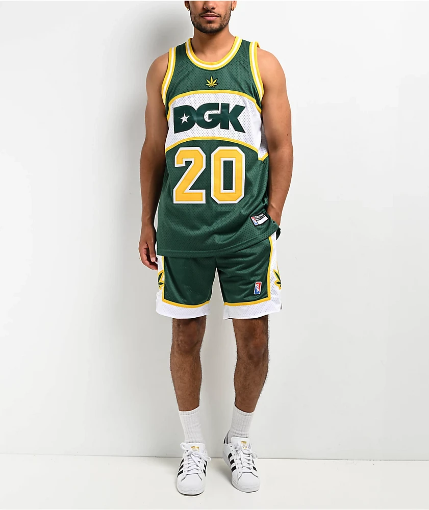 DGK Team Indica Green, Yellow & White Basketball Jersey