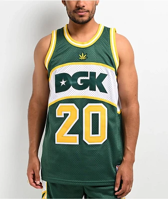 DGK Team Indica Green, Yellow & White Basketball Jersey