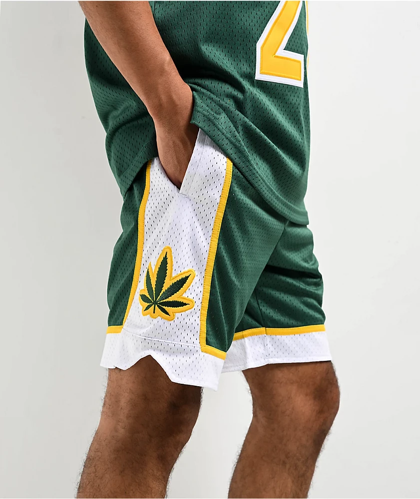 DGK Team Indica Green, Yellow & White Basketball Shorts