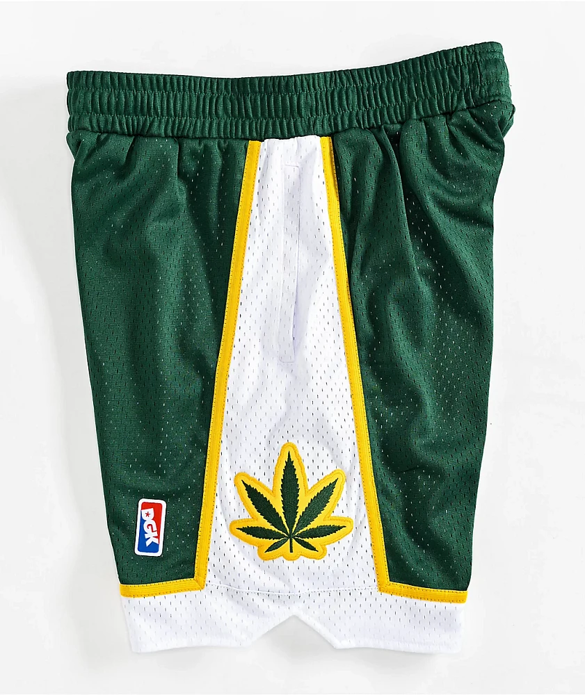 DGK Team Indica Green, Yellow & White Basketball Shorts