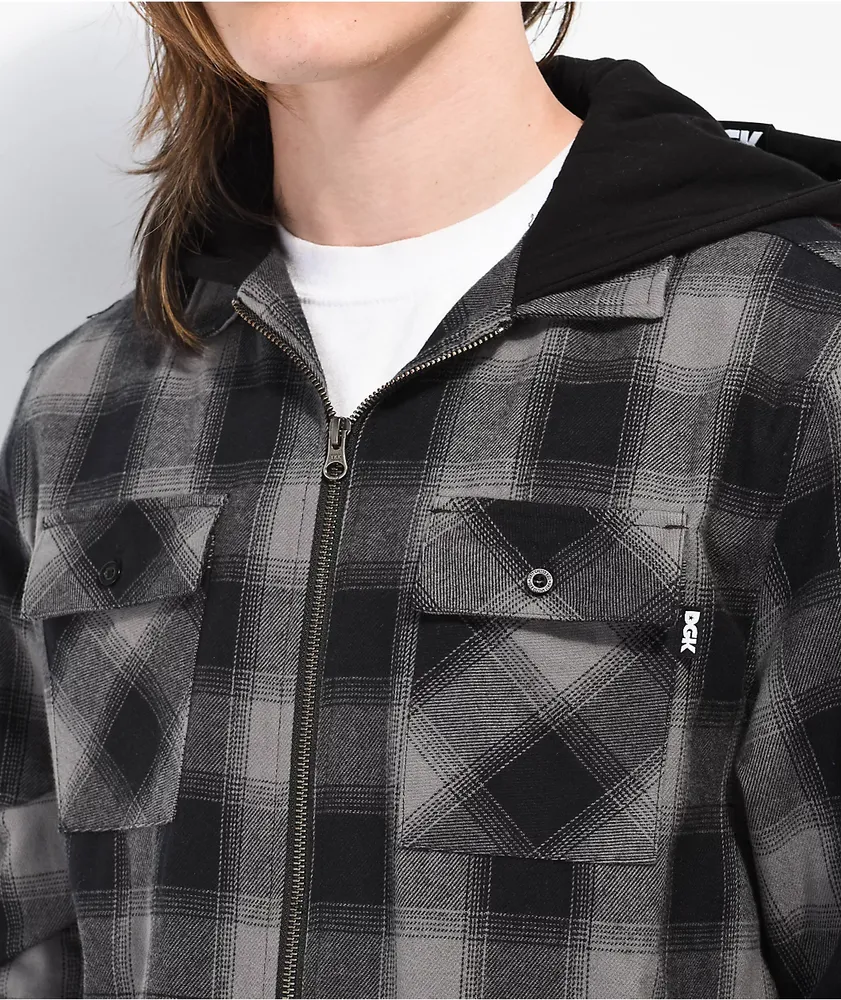 DGK Undisputed Black Hooded Flannel Jacket