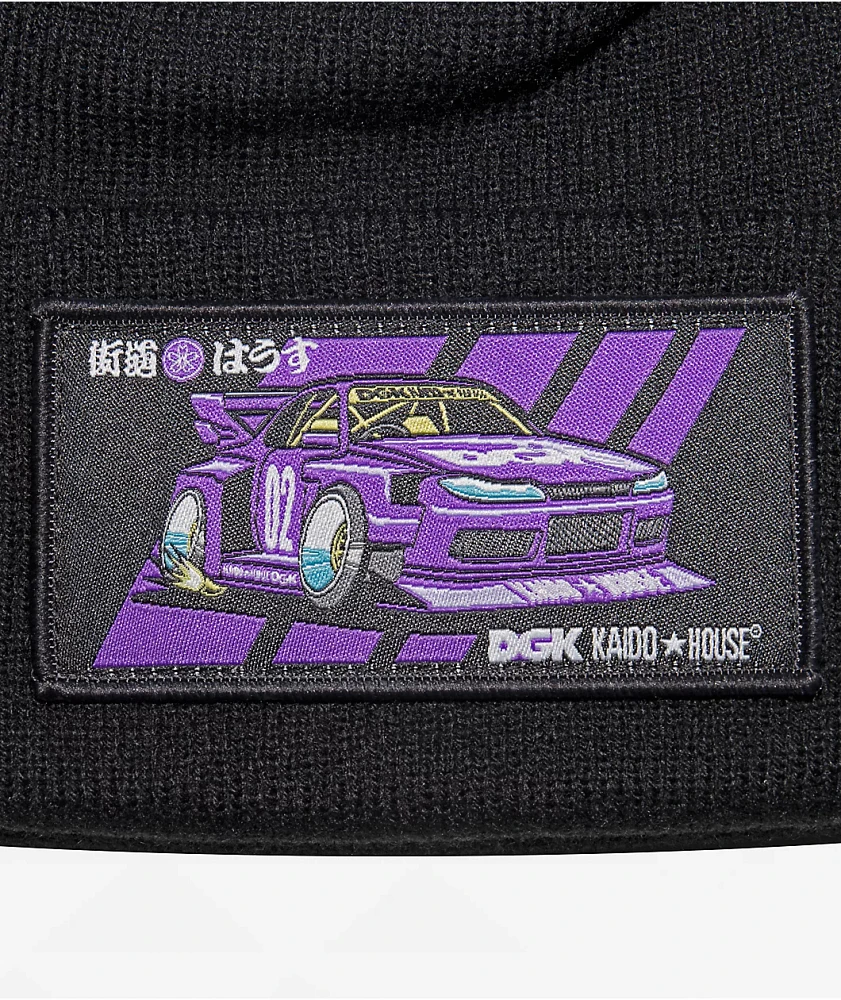 DGK x Kaido House Roulette Racer Black Beanie