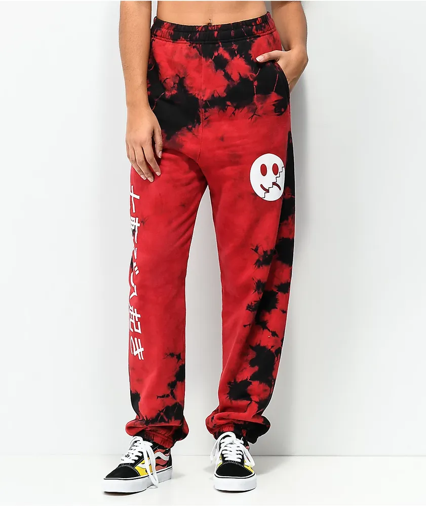Mid-Rise Tie-Dyed Logo-Graphic Sweatpants