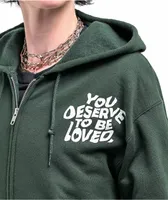 DREAM You Deserve To Be Loved Green Zip Hoodie