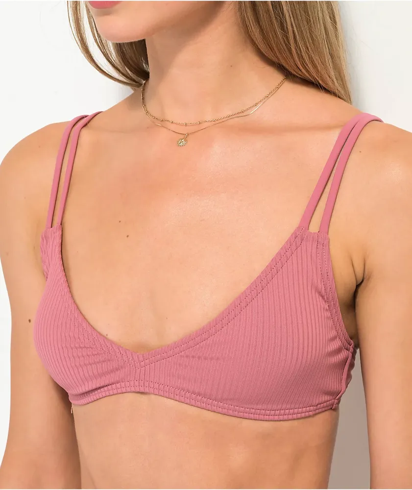 Damsel Amy Rib V Lotus Pink Bralete Bikini Top