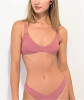 Damsel Amy Rib V Lotus Pink Bralete Bikini Top