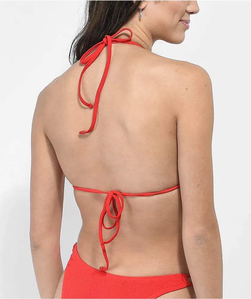 Damsel Bailey Braided Rib Red Triangle Bikini Top