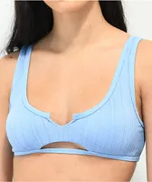 Damsel Bell Ribbed Light Blue Sport Bikini Top