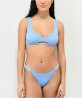 Damsel Bell Ribbed Light Blue Sport Bikini Top