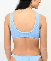 Damsel Bell Ribbed Light Blue Sport Bikini Top