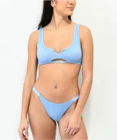 Damsel Bell Ribbed Light Blue Super Cheeky Bikini Bottom