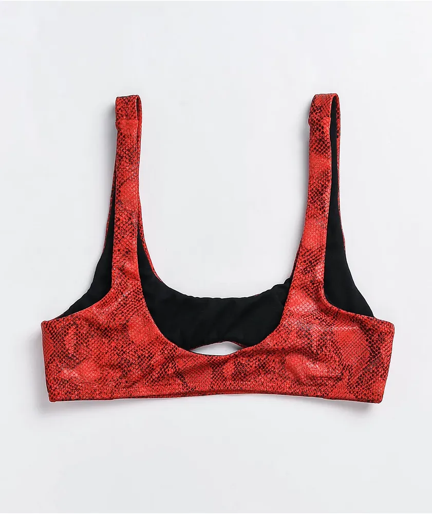 Damsel Boa Red Python Cutout Sport Bikini Top
