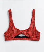 Damsel Boa Red Python Cutout Sport Bikini Top
