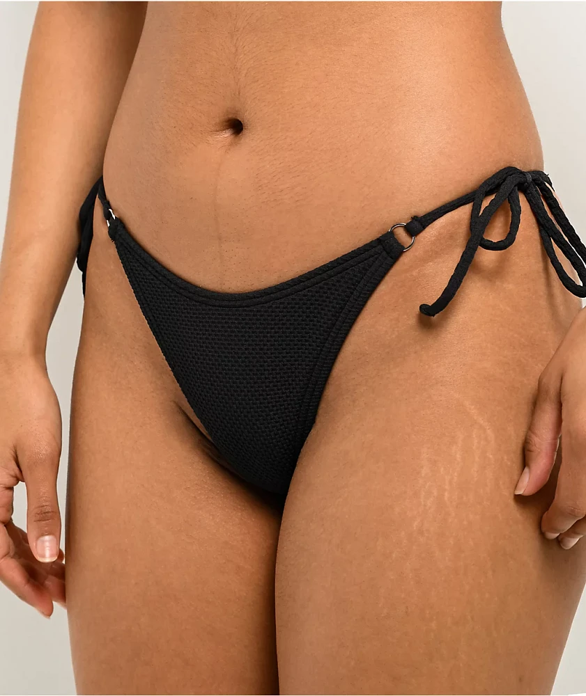 Damsel Bonnie Pique Black High Leg Bikini Bottom
