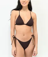 Damsel Chestnut Flat Ribbed Super Cheeky Bikini Bottom