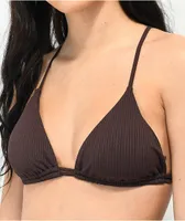 Damsel Chestnut Flat Ribbed Triangle Bikini Top