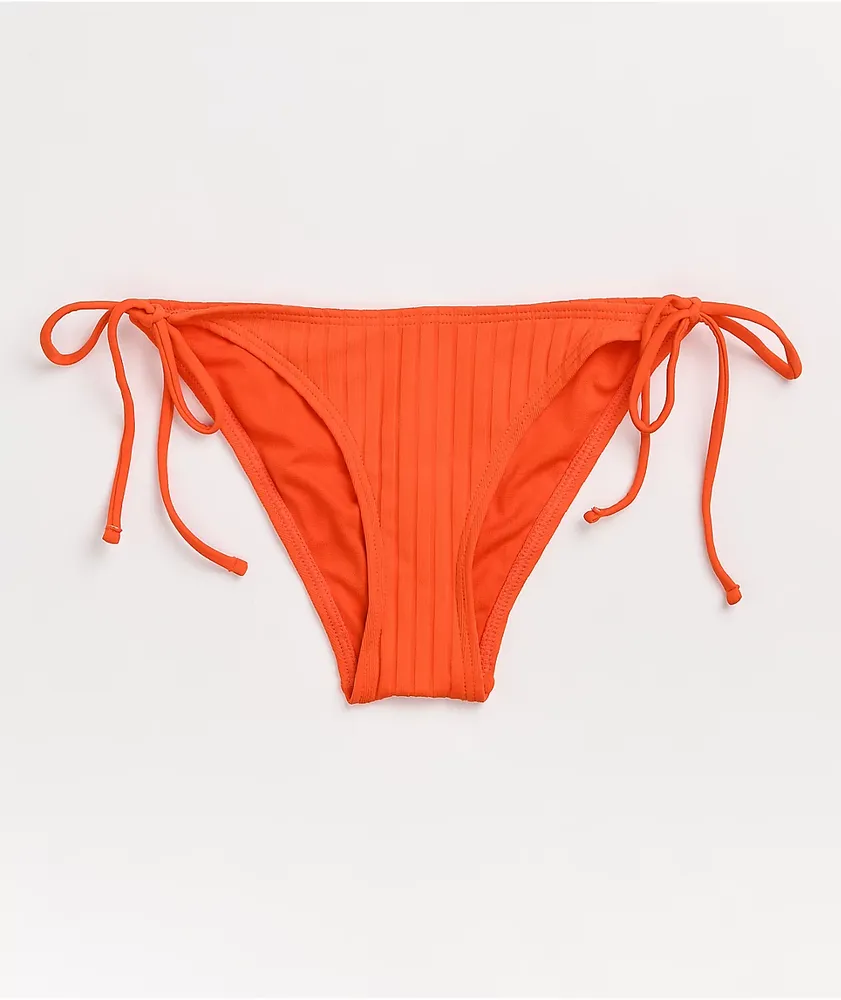 Damsel Florescent Orange Ribbed Super Cheeky Bikini Bottom