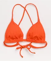 Damsel Fluorescent Orange Super Ribbed Triangle Bikini Top