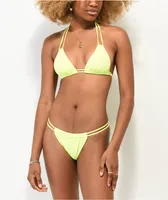 Damsel Heidi Fancy Neon Yellow Rib Triangle Bikini Top