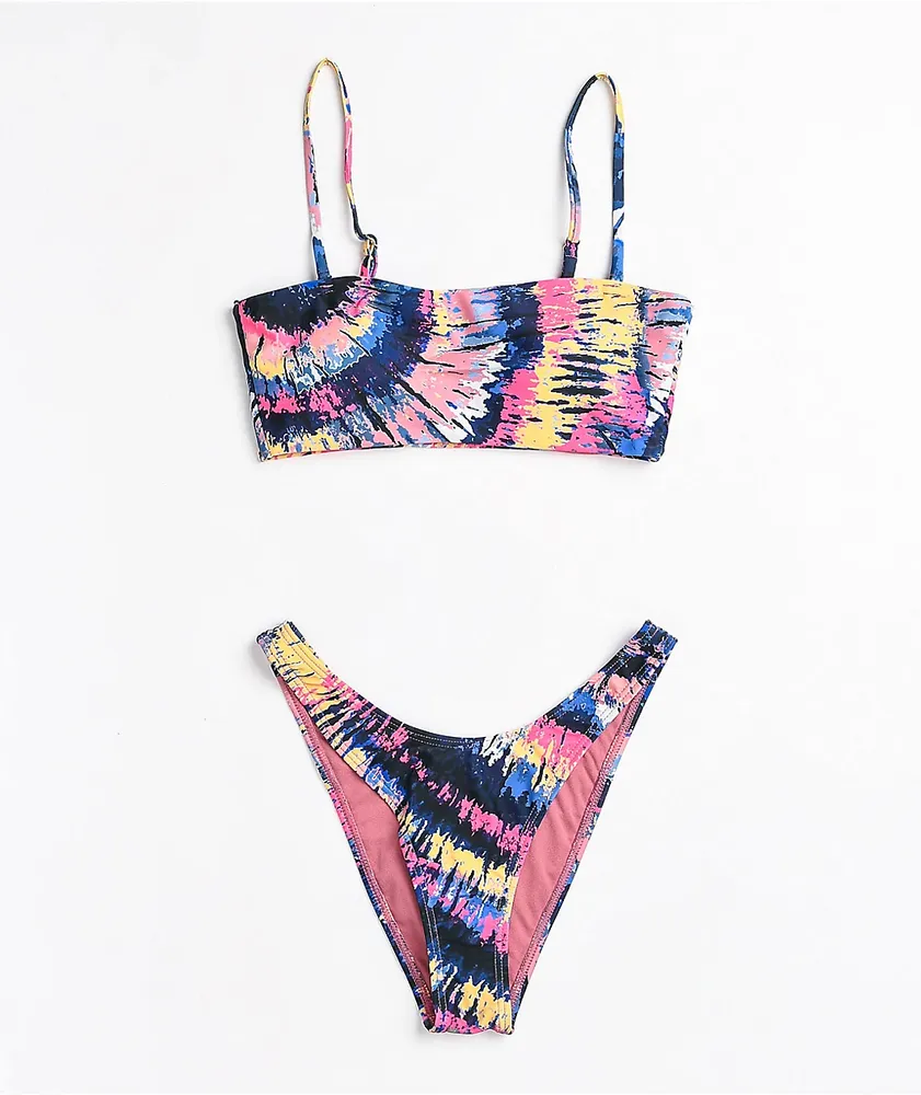 Damsel Jas Multi Tie Dye Bandeau Bikini Top