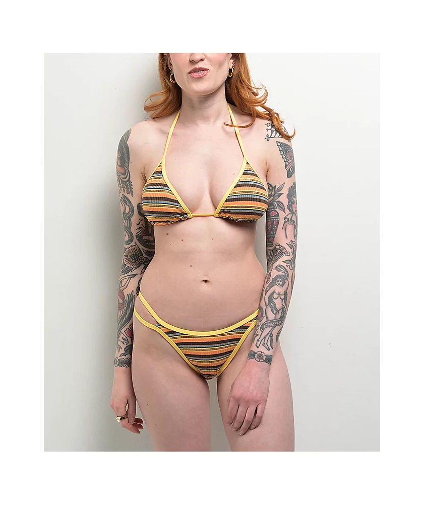 Damsel Liv Orange Stripe High Leg Bikini Bottom