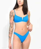 Damsel Luna Flat Rib Blue High Leg Bikini Bottom