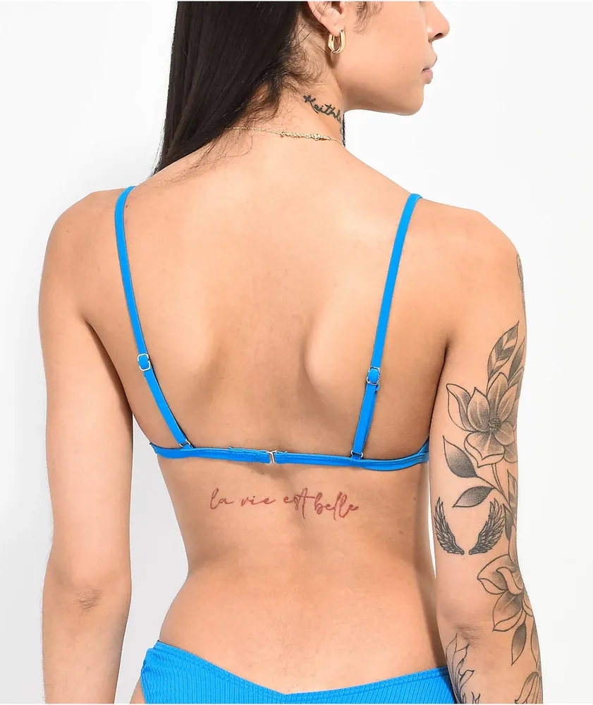 Damsel Luna Flat Rib Blue Triangle Bikini Top