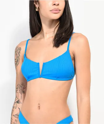 Damsel Luna Flat Rib Blue Triangle Bikini Top