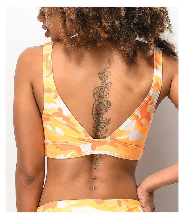 Camo Badge Print Micro Bandeau Scarf Bikini Top