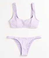 Damsel Photon Super Ribbed Lavender Sport Bikini Top