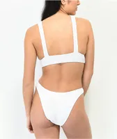 Damsel White Mini Ruffle High Leg Bikini Bottom