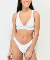 Damsel White Mini Ruffle High Leg Bikini Bottom