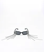 Dangle Diamonds Black Sunglasses