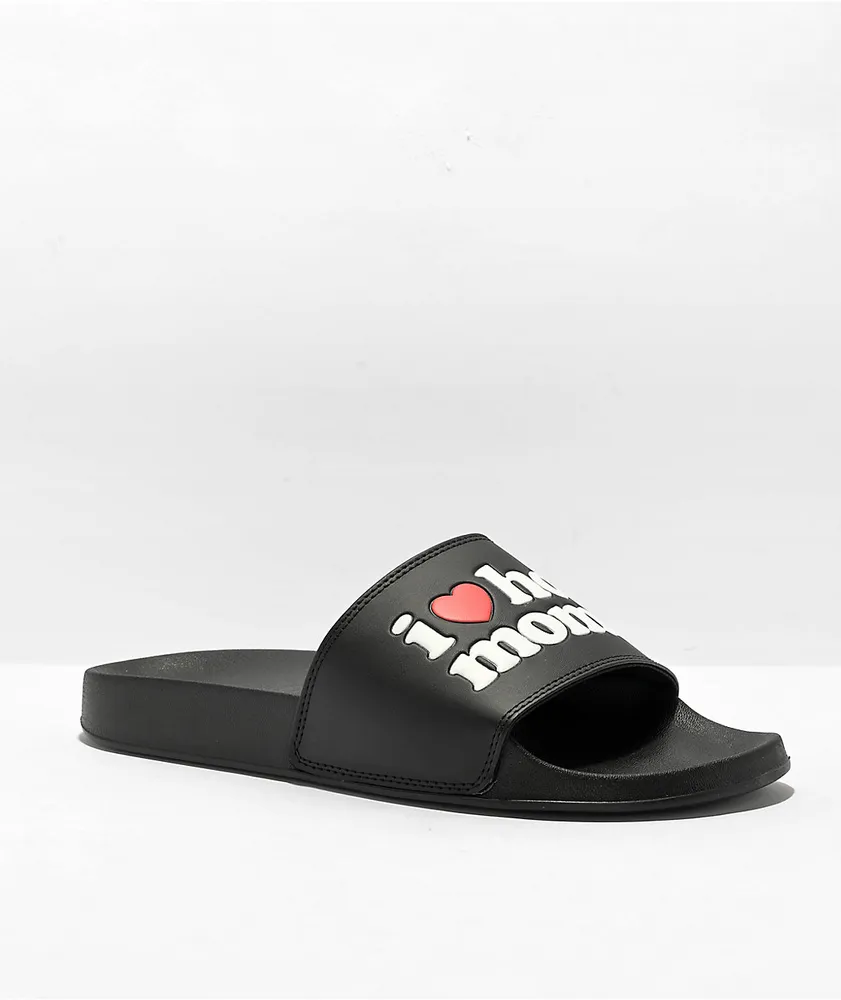 Danny Duncan I Heart Hot Moms Black Slide Sandals