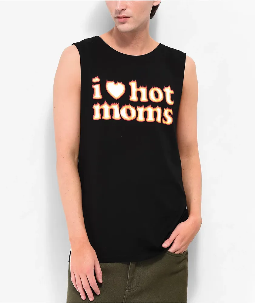 Danny Duncan I Heart Hot Moms Flames Black Tank Top